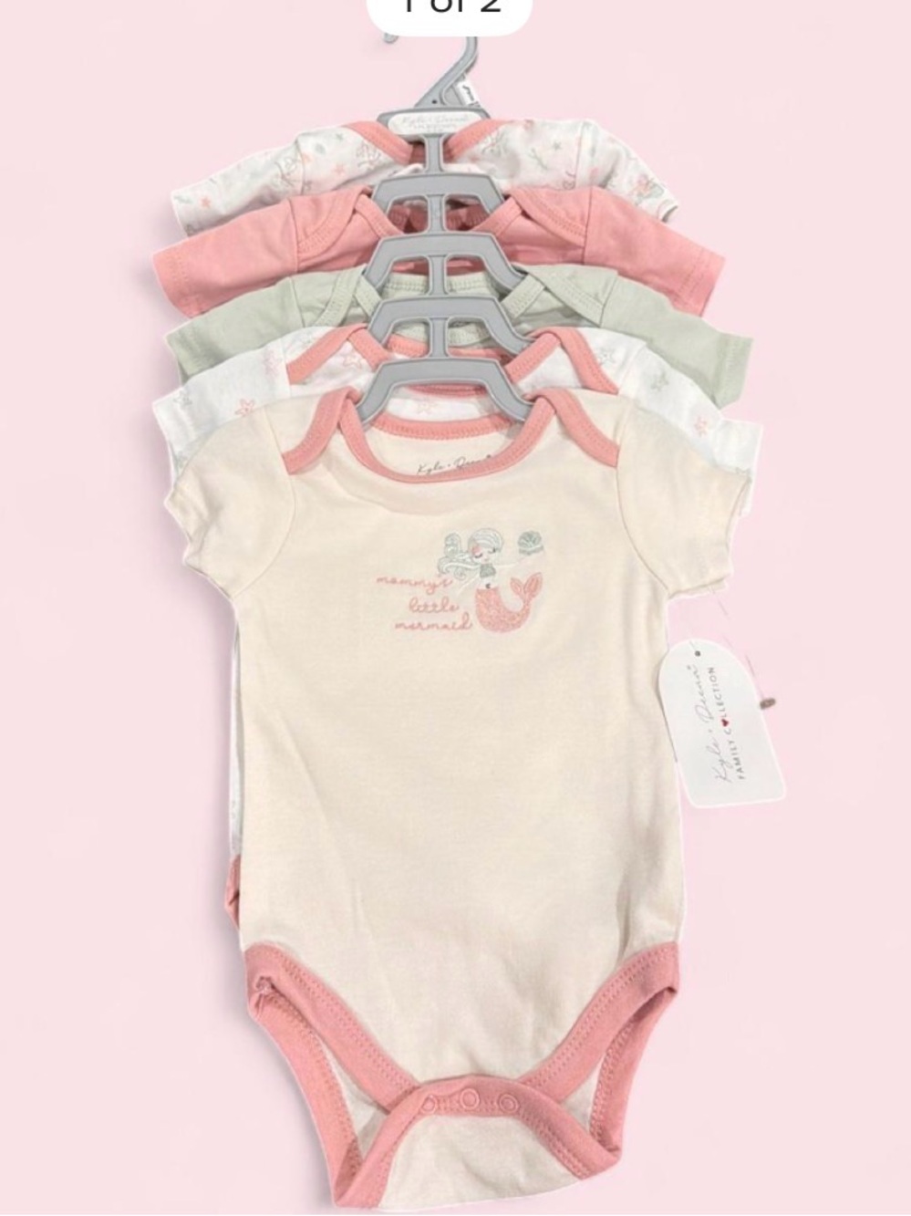 5-Pack Pink & Cream Short-Sleeve Baby Onesis
